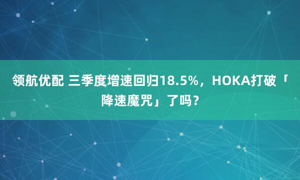 领航优配 三季度增速回归18.5%，HOKA打破「降速魔咒」了吗？